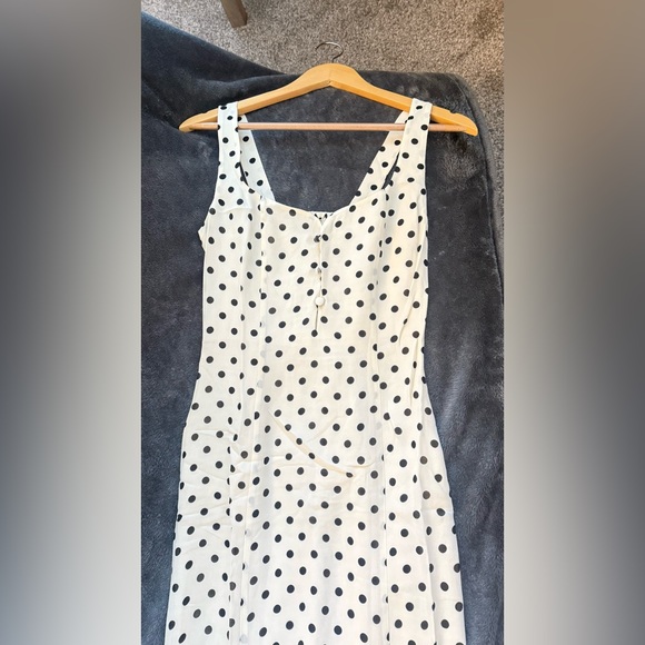 Reformation Cream and Black Polka Dot Midi Dress - Picture 16 of 16
